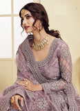 Purple  Heavily Embellished Crepe Base Lehenga