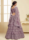 Purple  Heavily Embellished Crepe Base Lehenga