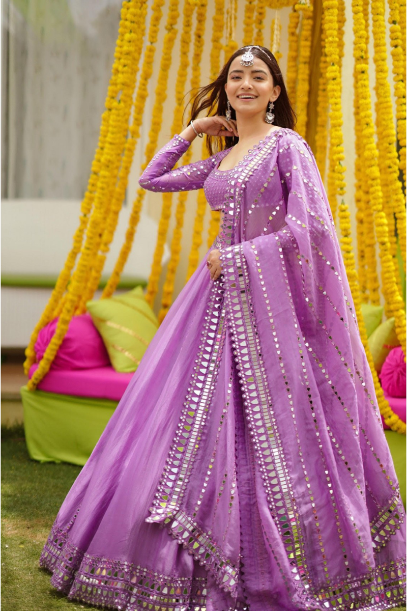 Buy Magenta Gota Patti Embroidered Chanderi Blend Zari Blouse with Purple  Lehenga and Ombre Organza Dupatta - Set of 3 | MY/RB/02/MYAR5 | The loom