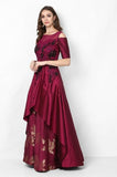 Fast Trends Silk Maroon Zari Embroidery Hand Work  Gown TDS3110