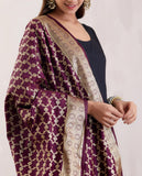 Banarasi Silk Wine Jaal Dupatta