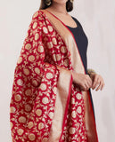 Banarasi Silk Red Floral Dupatta