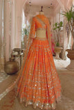 Impressive Light Orange Colored Party Wear Embroidered Lehenga TDS2975