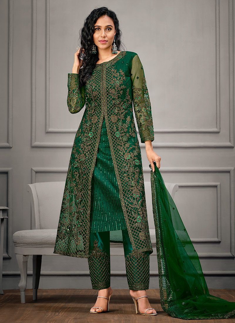 Green Designer Pakistani Salwar Suit – Mindhal
