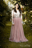 Adoring Peach  Color Embroidered full Gown