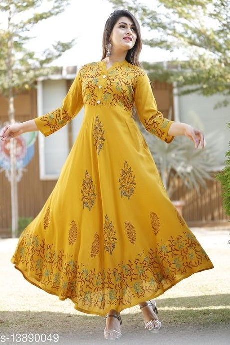 Lemon Yellow Hand Block Cotton Dress – Hatheli