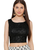 Black Embroidered Readymade Blouse Fashion