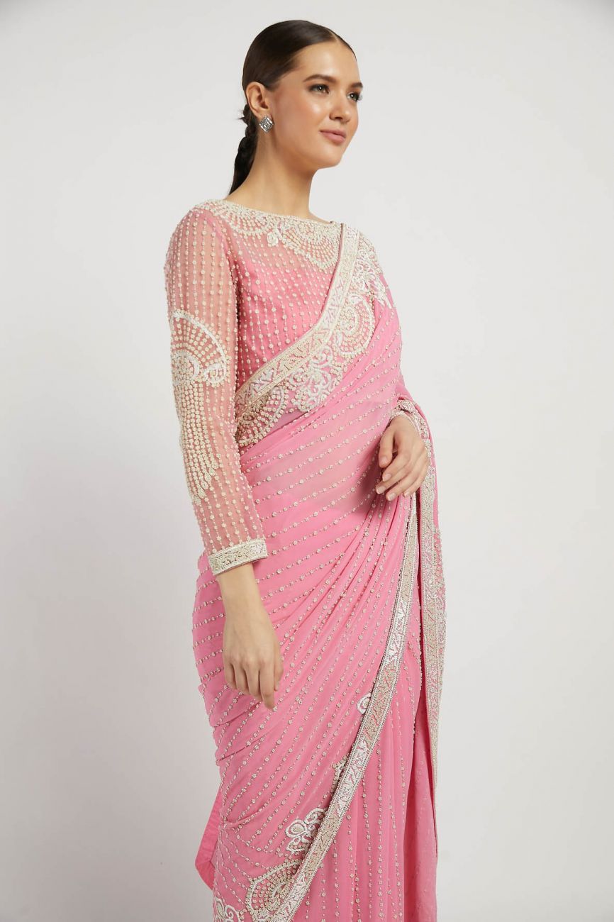 Top more than 194 pink stone work saree