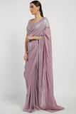 Purple hand embroidered full sequence saree