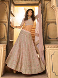 Grand Peach  Colored  Embroidered  Silk Lehenga Choli