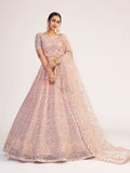 Peach  Embroidered Wedding Lehenga Choli For Bride