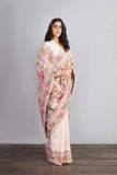 Peach Colored floral  chandani Saree