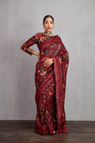 Red Colored Handwoven Oraganza Saree