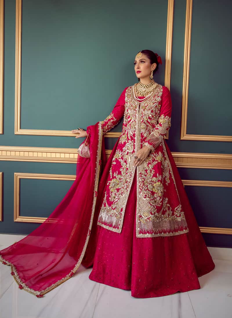 Red Sequins Work Koti Lehenga Choli Velvet Shrug Jacket Dress Wedding Party  Sari | eBay