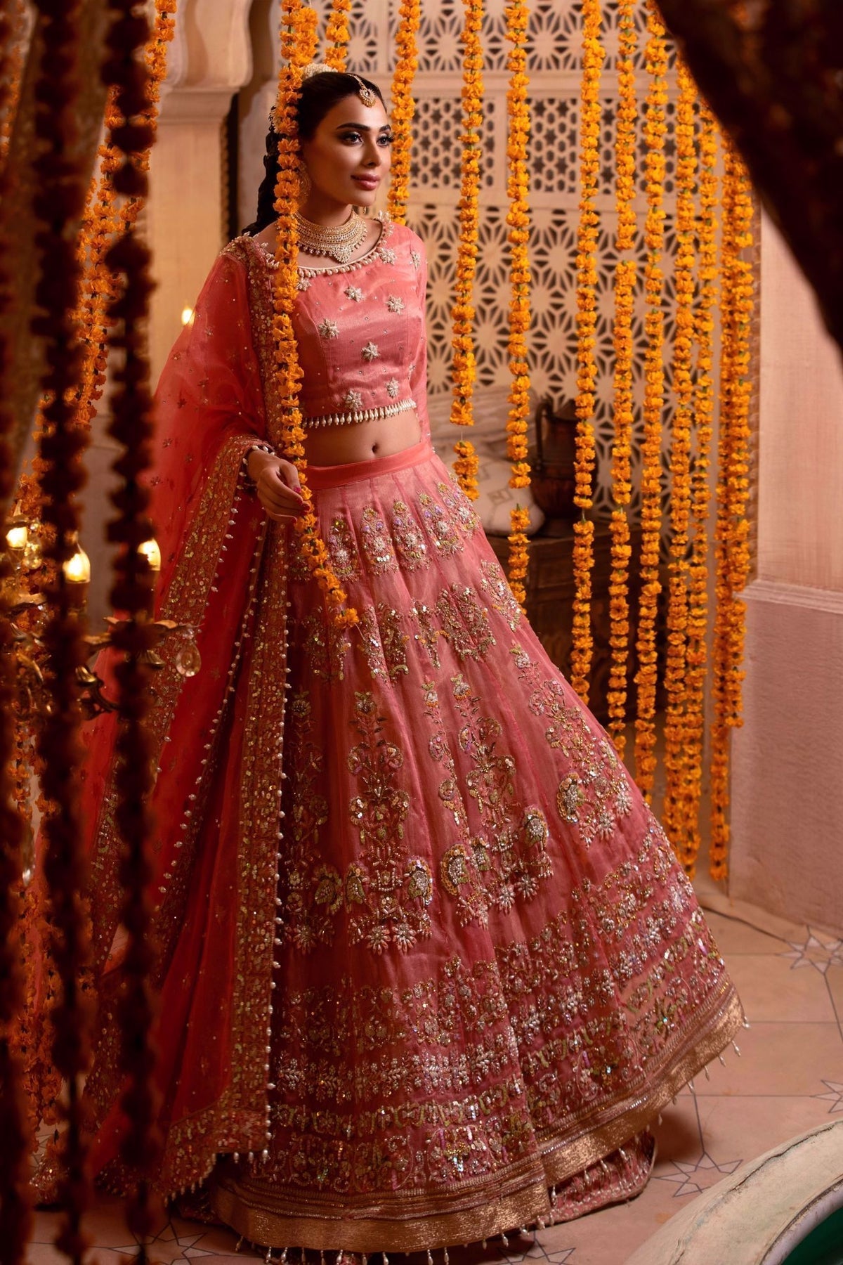 Gorgeous Half Saree | Bride reception dresses, Bridal lehenga indian, Bridal  lehenga