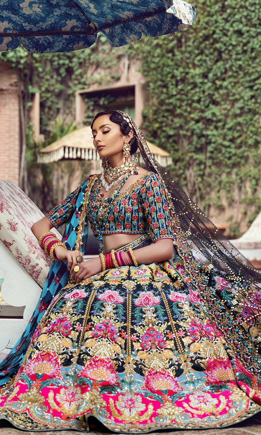 Grey Net Lehenga with sequence and bead embroidery – MOHAR