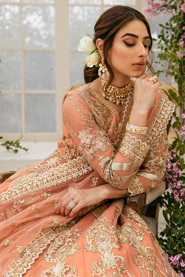 Shop Peach Floral Lehenga with Dupatta and Belt Online in USA – Pure  Elegance