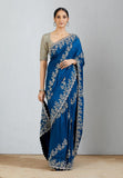 Blue Lehriya Embroidered Saree