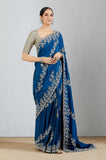 Blue Lehriya Embroidered Saree