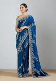 Blue Lehriya Embroidered Saree