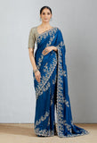 Blue Lehriya Embroidered Saree