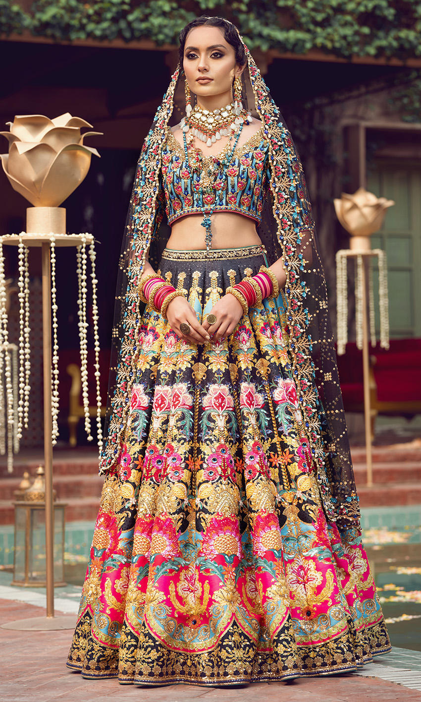 RE - Multi Coloured Sequence and Mirror Work Designer Lehenga Choli - New  In - Indian