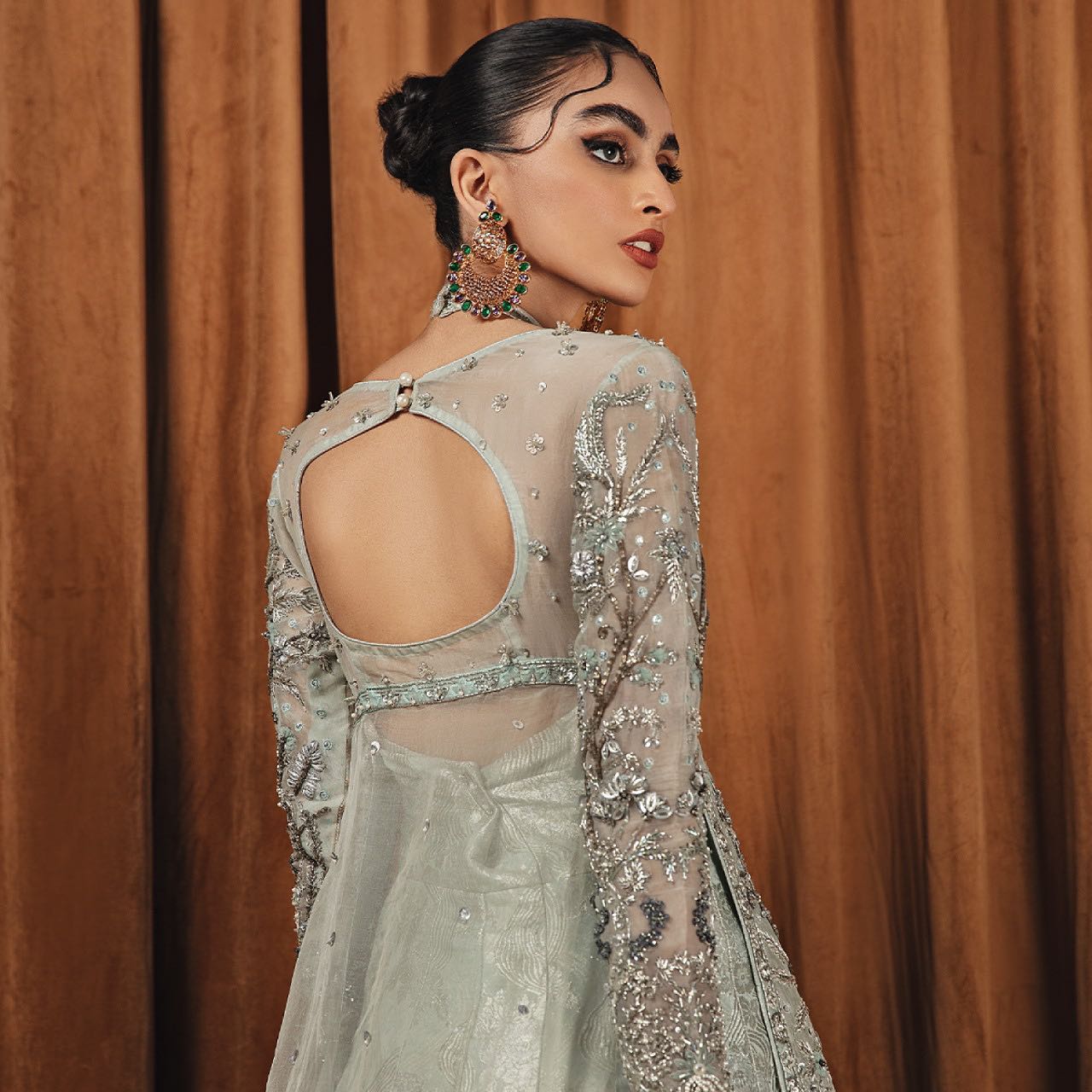 Silverish Grey Embroidered Wedding Anarkali Gown | Anarkali gown, Anarkali  dress, Gowns