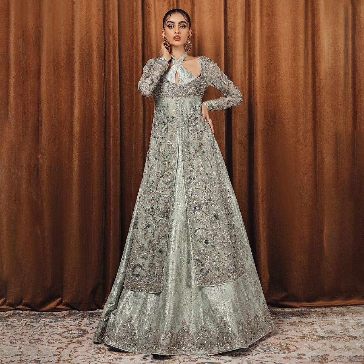 Buy Wedding Wear - Maroon Front Open Gown - Lehenga | Pakistani bridal  wear, Pakistani bridal, Fancy dress design