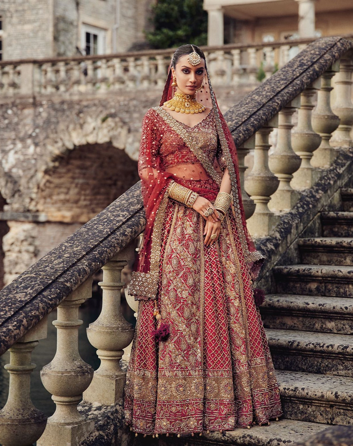 Skin Peach Lehenga Gown for Pakistani Bridal Dresses – Nameera by Farooq