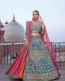 Enchanting Bottle Blue  Color Art Silk Base Wedding Wear Lehenga Choli