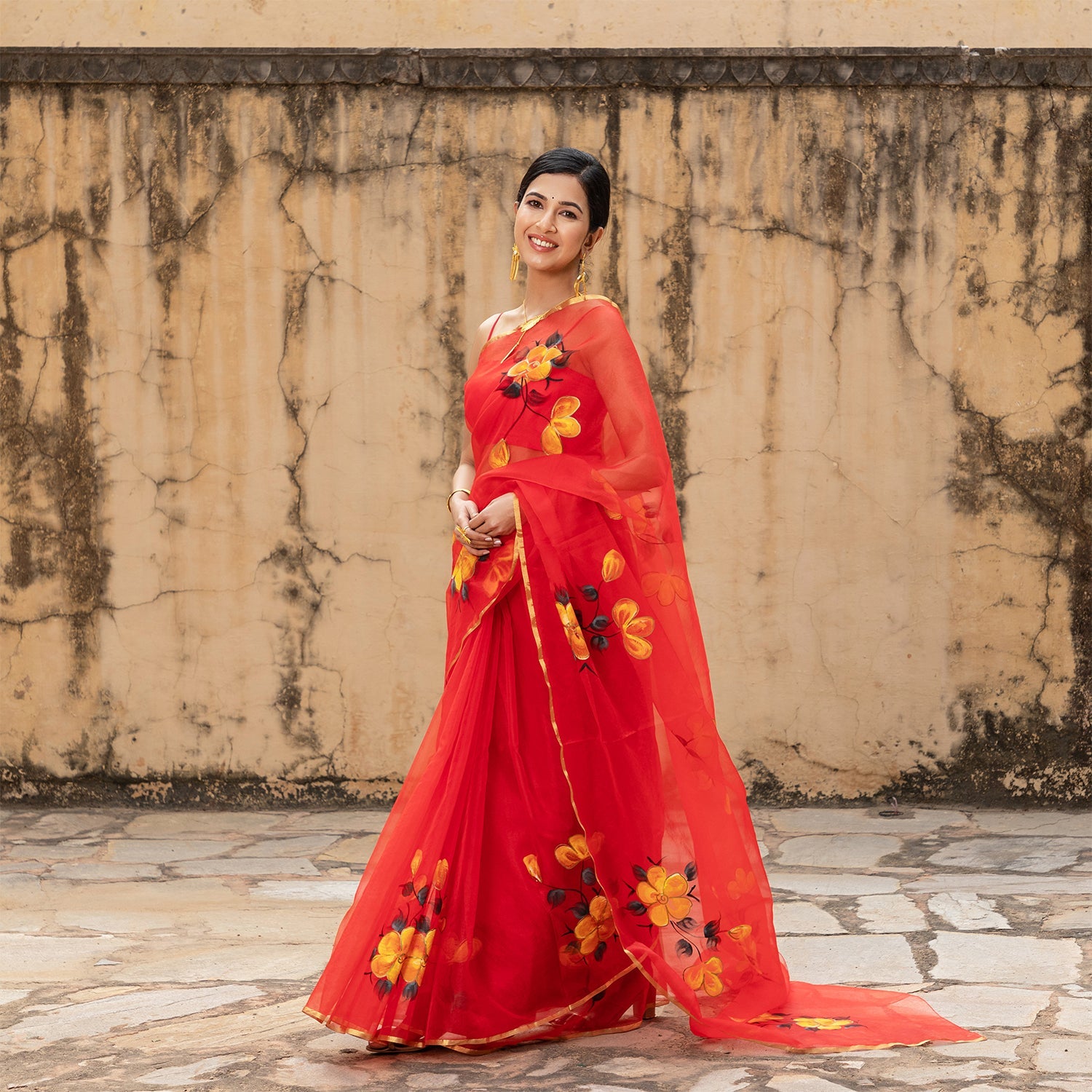 Buy Cherry Red Organza Saree online-Karagiri – Karagiri Global