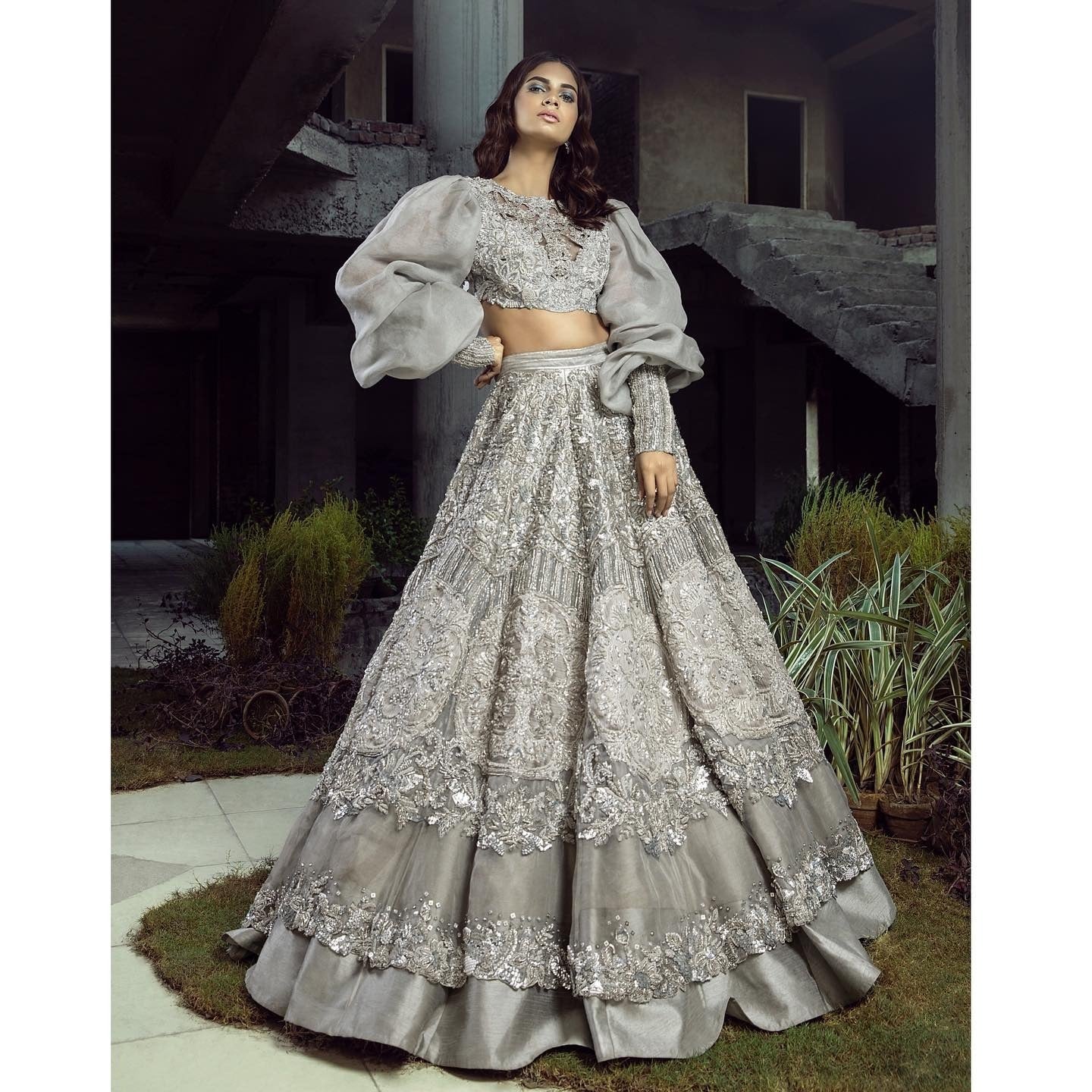 Grey Pink Color Organza Sequence Work Function Wear Lehenga Choli – Ville  Fashions