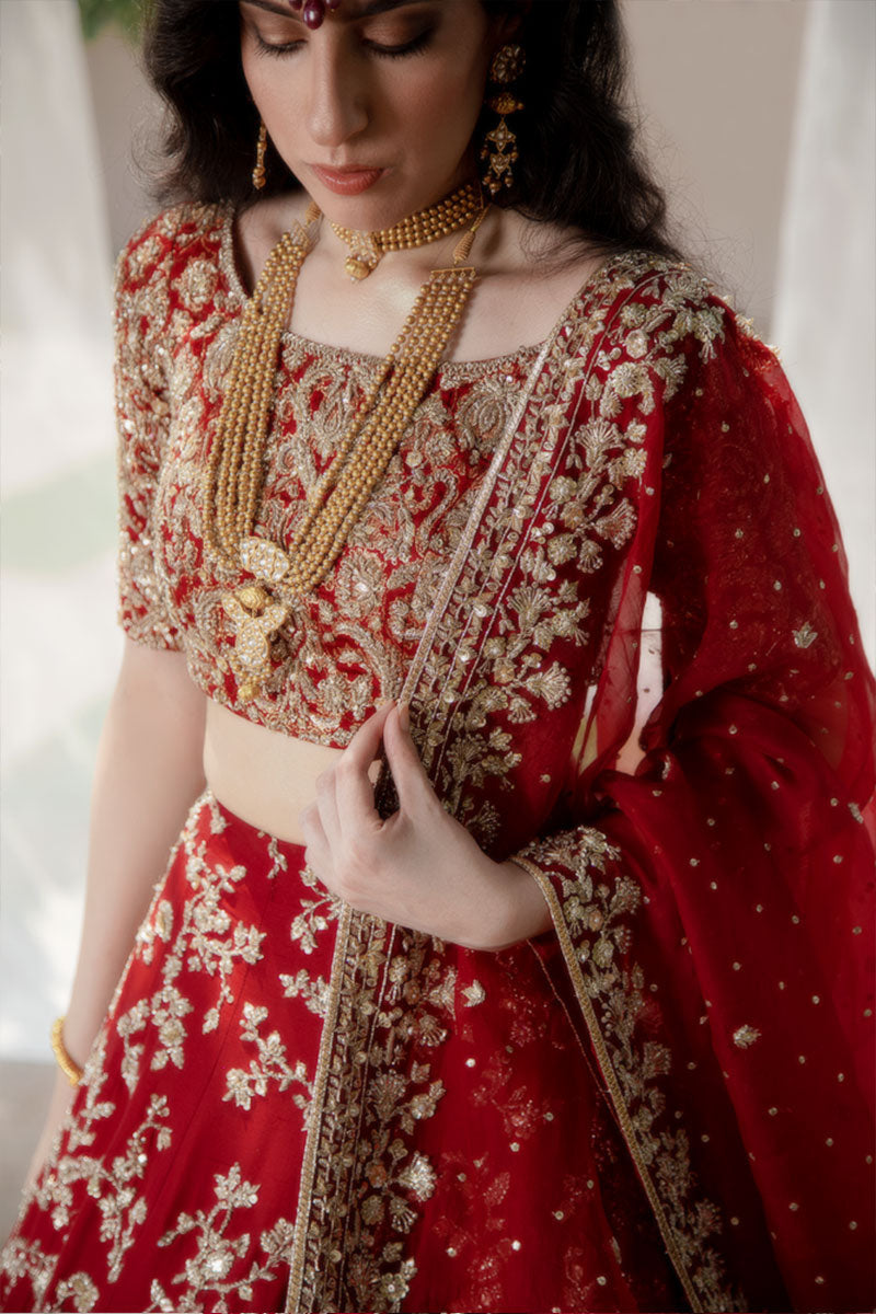 Vermillion Red Printed Draped Sharara Saree – Aneesh Agarwaal