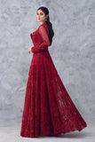 Blissful  Dark  Red Colored  Heavy Work Gown Design