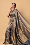 Golden Gray Colored Silk Saree Collection