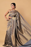 Golden Gray Colored Silk Saree Collection