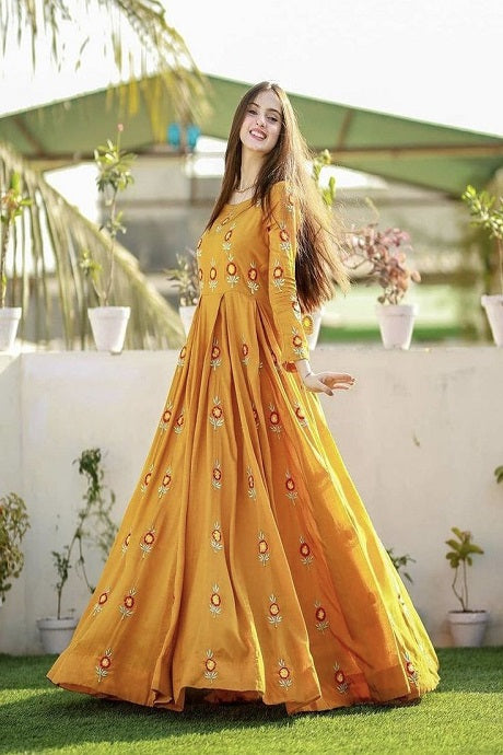 Yellow Tissue Gown and Yellow Tissue Designer Gown Online Shopping