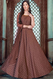 Beautiful Party Wear coffee Color Faux Georgette Embroidery And Mirror Work Designer Gown For Ladies