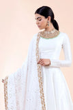 Buy Casual Wear White Color Faux Blooming Silk Embroidery Work Bridal Anarkali Gown Online