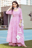 Fancy Function Wear Floral Printed Pink  Color Crape Silk Gown Pair With Designer Dupatta