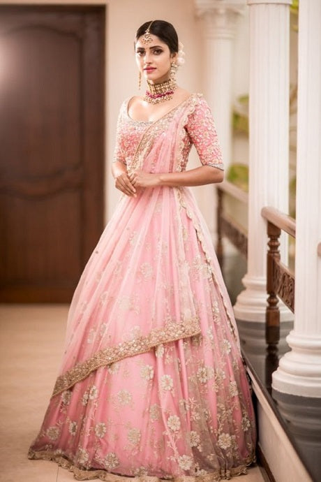 Peach Multi Embroidered Designer Lehenga Choli | Bridal lehenga choli,  Organza lehenga, Designer lehenga choli
