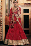 Blushing Bridal Wear  Georgette Lehenga Choli In Red Color