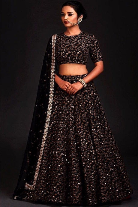 Banarasi Silk Made Black or Blue Color Designer Lehenga With Georgette  Choli, Wedding Wear Banarasi Silk Lehengas, Bridesmaid Lehengas - Etsy