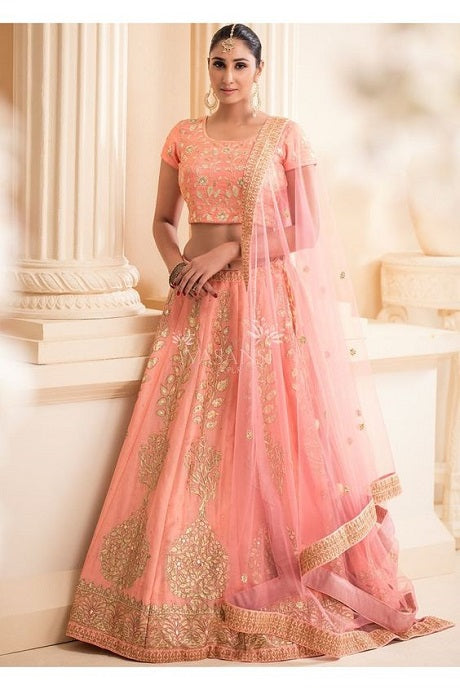 Buy Now Pink Color Net Fabric Sequins,Zari Work Designer Party Wear Lehenga  Choli
