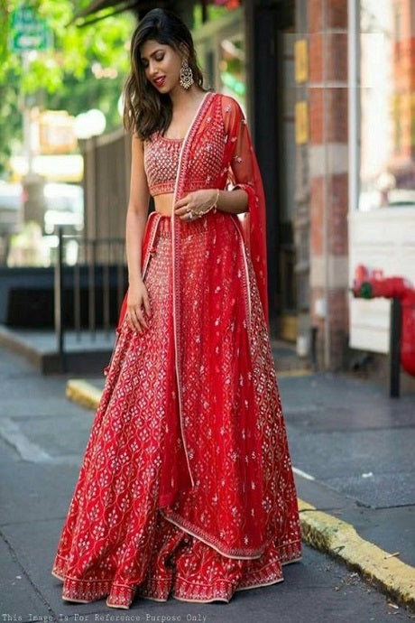 Buy Sabayasachi Inspired Red Banglori silk wedding lehenga in UK, USA and  Canada