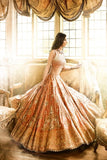 Cream Colored  Thread Net Bridal Wear Lehenga Choli With Designer Blouse