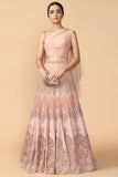 Designer Georgette Lehenga Choli In Peach Color