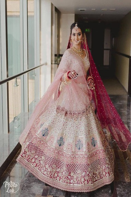 Punjabi Dress Pink Lehenga Choli for Bridal Wear Online – Nameera by Farooq
