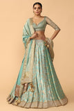 Buy Dark green net sequins wedding lehenga For Engagement