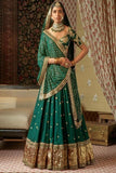 Green  colored zari embroidered wedding designer bridesmaid lehenga choli with dupatta